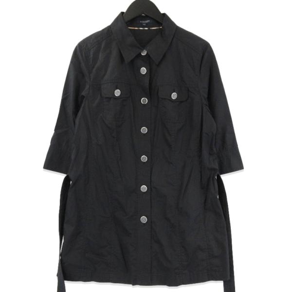 BURBERRY LONDON シャツワンピース シャドーチェック 黒 M BURBERRY