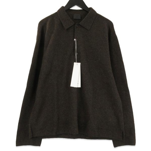 未使用 山内 ヤマウチ 縮絨アルパカニット 衿つきプルオーバー 24253