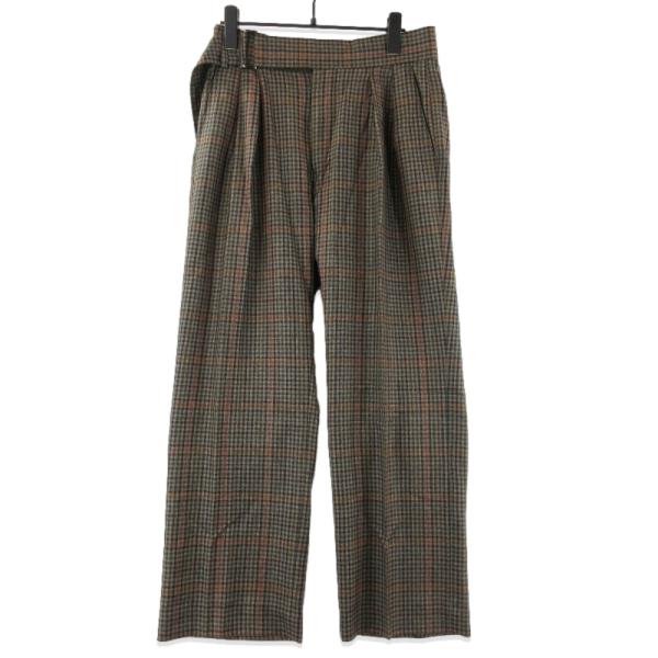 Paul Smith ポールスミス 2タック ワイドトラウザーズ 25AW クラシックガンクラブチェック 253104 モカ ガンクラブチェック S 71015875 Paul Smith（ポール・スミス） 2タック ワイドトラウザーズ 25AW
