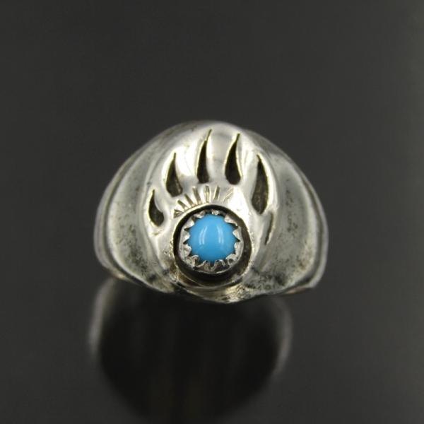 [宅送] ナバホ族 Navajo リング 12号 R作 ターコイズ ベアパウ アクセサリー