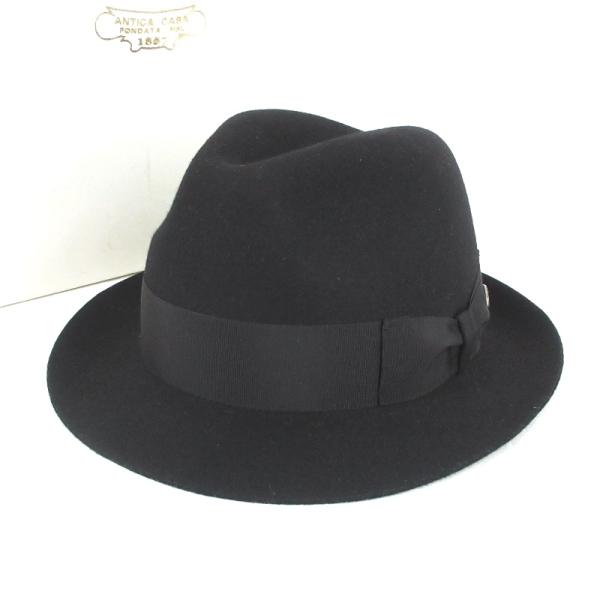 ⭐︎Borsalino 中折れハット　黒　ウールハット　フェルトハット Borsalino フェルトハット 中折れハット ボルサリーノ ハット