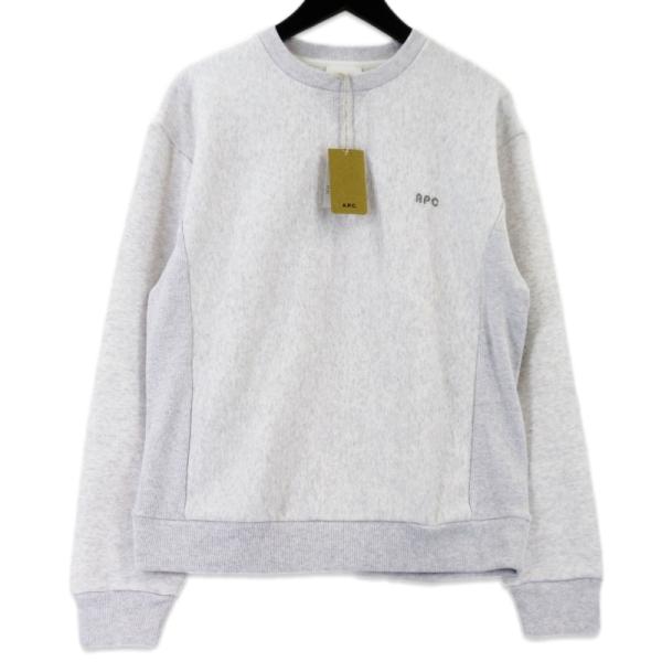 未使用 A.P.C. アーペーセー スウェットシャツ SWEAT 406PATCH H クルーネック 裏毛 ロゴ刺繍 ライトグレー XS  99000514 未使用 A.P.C. アーペーセー スウェットシャツ SWEAT 406PATCH H