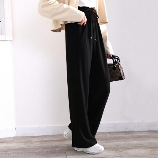 【sustaina+】レディース ボトムス パンツ 暖か 吸湿発熱 オーガニック コットン イージー フレア パンツ 大きいサイズ ゴム ゆったり 秋 冬 S M L XL