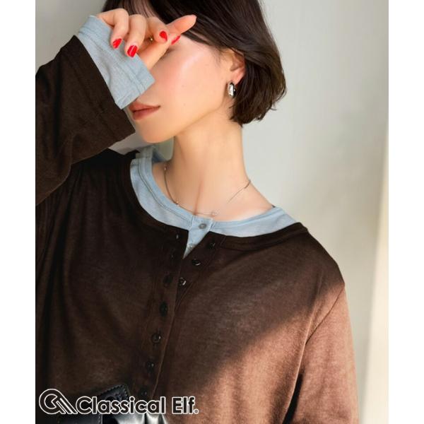 【 クラシカルエルフ classical elf 】 tシャツ レディース 長袖 シアー トップス ヘンリーネック マルチWAY