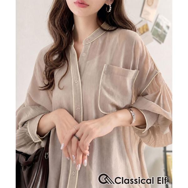 大人のバンドカラー シアーパイピングポケットデザインシャツ Classical Elf クラシカルエルフ ce1010597