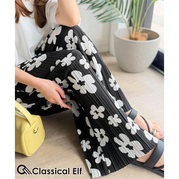 【 クラシカルエルフ classical elf 】 ボトムス レディース 春 パンツ 着回し抜群 セミワイド プリーツパンツ ウエスト ゴム仕様 大きいサイズ