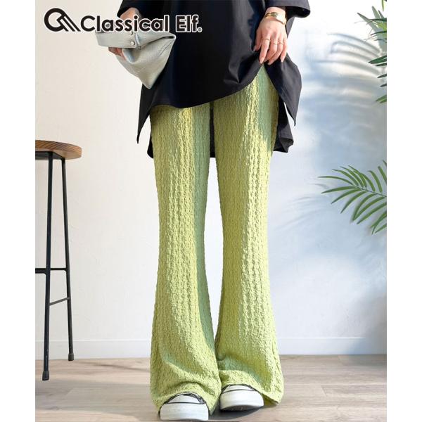 【 クラシカルエルフ classical elf 】ボトムス パンツ レディース ジャガード セミフレアパンツ