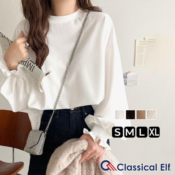 【 クラシカルエルフ classical elf 】トップス ブラウス レディース おしゃれ ニュアンスカラー キャンディ スリーブ カットジョーゼット シャツ 長袖