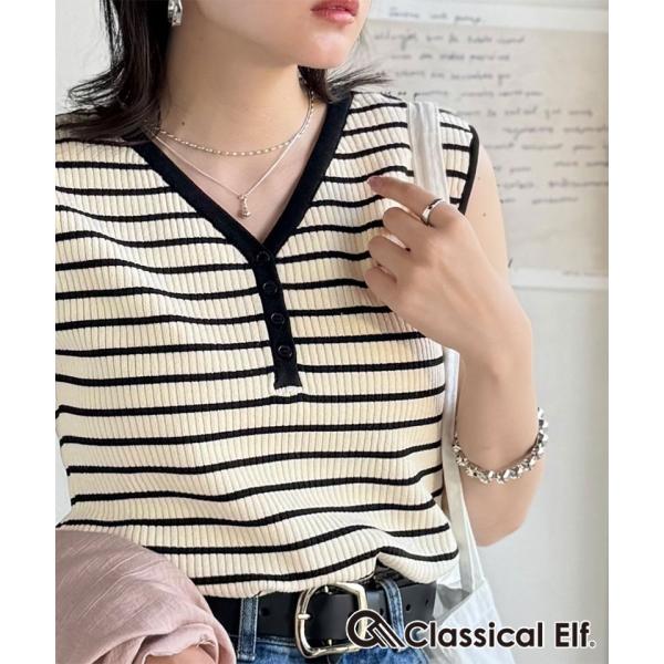 【 クラシカルエルフ classical elf 】 トップス タンクトップ レディース 前後2Way 配色 ニット リブタンク