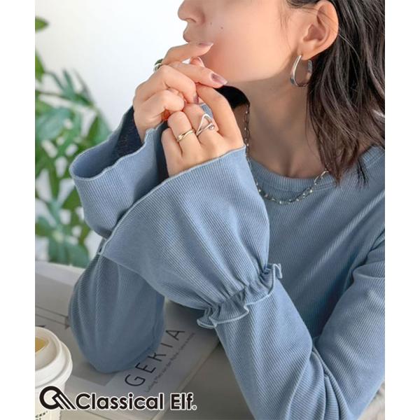 【 クラシカルエルフ classical elf 】トップス レディース 春 可愛い 1枚で決まる Tシャツ 前後 2way ヘンリーネック キャンディスリーブ プルオーバー