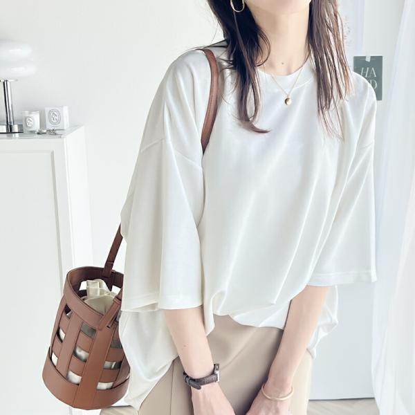 トップス Tシャツ レディース ダンボール ビッグ Tee 男女兼用 ユニセックス メンズ ドロップショルダー 二の腕カバー ゆったり オーバーシルエッ