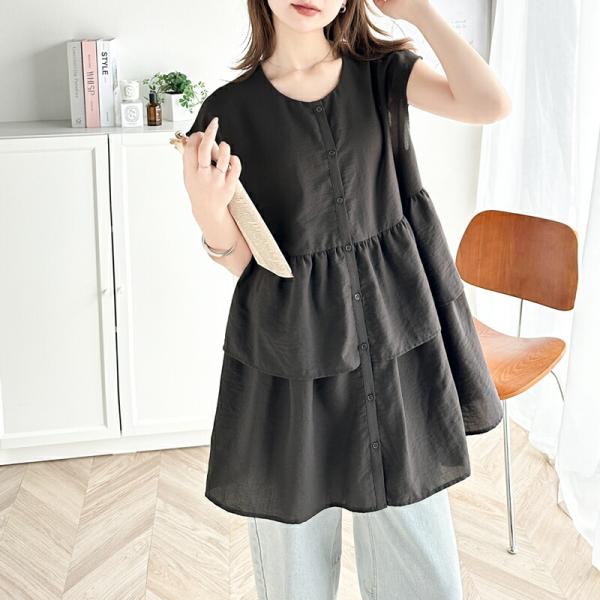&bearです★2WAYストレッチバンピー チュニックブラウス 2WAYストレッチバンピー チュニックブラウス