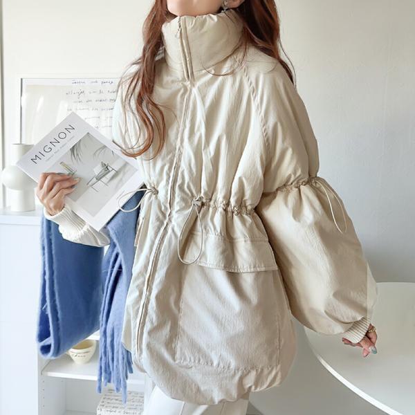 アウター ジャケット レディース スタンド ドロスト 袖 ボリューム 中綿 ブルゾン コート パディングコート 男女兼用 ユニセックス メンズ