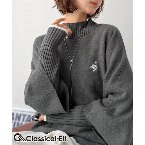 【2点セット】リブニット×ドルマンニット胸刺繍入り配色レイヤードニット Classical Elf クラシカルエルフ ce1350018