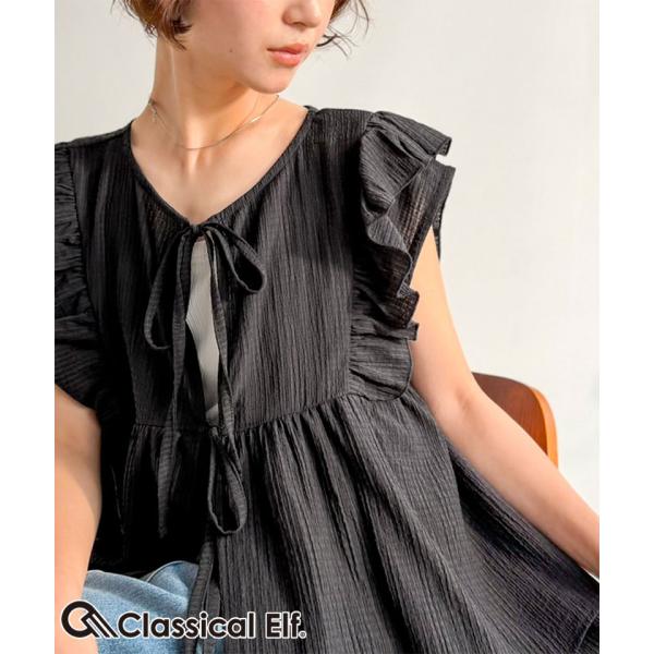 前後2WAYシアーサッカーリボンブラウス Classical Elf クラシカルエルフ ce1360010