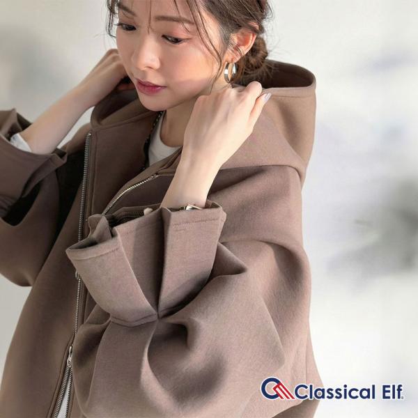 【 クラシカルエルフ classical elf 】 パーカー レディース 春 トップス ダブルジップ キャンディスリーブ フーディー マシュマロ ダンボールパーカー