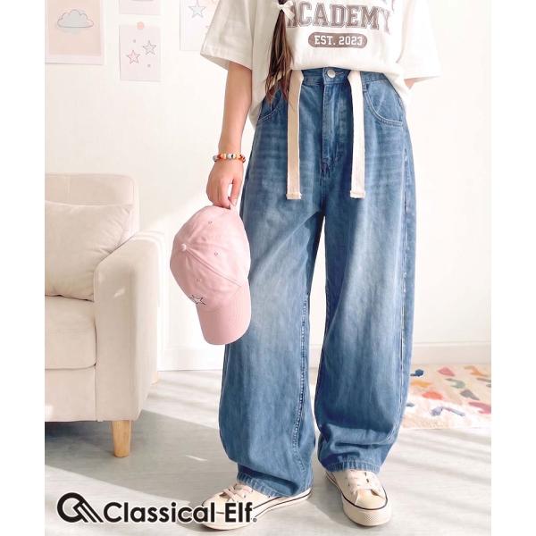 【キッズ】親子お揃い リンクコーデできちゃう！カーブイージーデニムパンツ（ワイド） Classical Elf クラシカルエルフ ck1070125