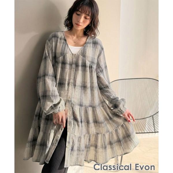 【Classical Evon】 シャツ レディース シャツワンピース 長袖 トップス チュニック 着回し抜群 前後2way