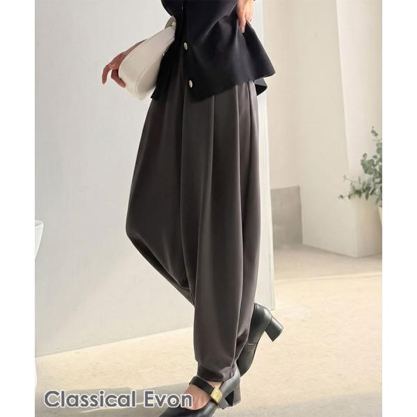 【Classical Evon】 ボトムス パンツ レディース タックボリュームパンツ バルーンシルエット ボタン 立体感