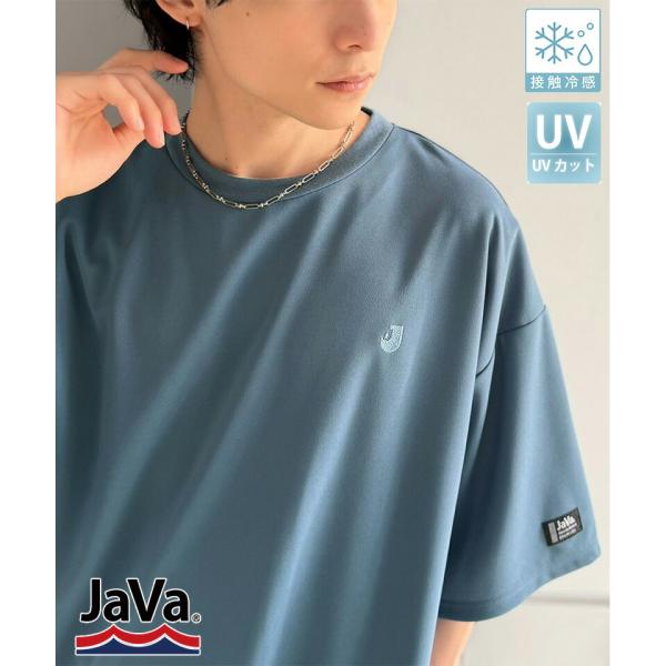 《JaVaジャバコラボ》【接触冷感・UVカット機能付き】胸刺繍 梨地カットジョーゼットTシャツ Java クラシカルエルフ jo1010057