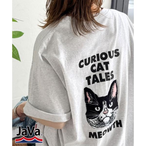 《java ジャバコラボ》 tシャツ メンズ 半袖 トップス コットン100% アニマル サガラ刺繍 ワッペン付き