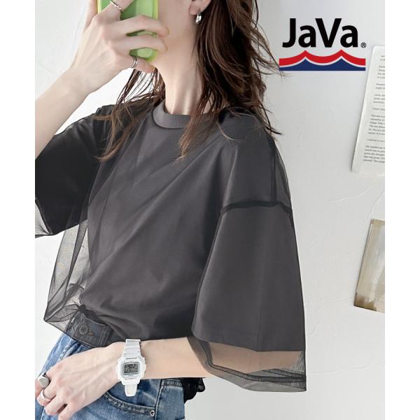 大活躍のチュールレイヤードバックプリントシンプルTシャツ JaVa クラシカルエルフ jv1010288