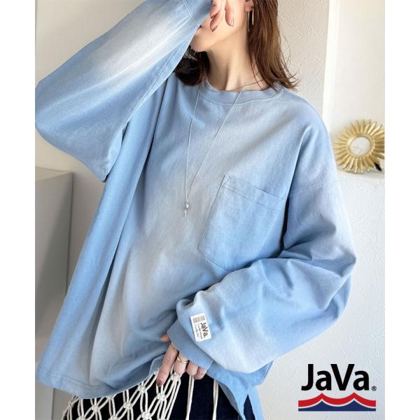 《 java ジャバコラボ》 ロンt レディース 大きめ トップス Tシャツ 綿 100％ スプレーダイ 加工 オーバーサイズ Tee 長袖 男女兼用 ユニセックス