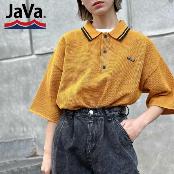 《javaジャバ コラボ》トップス ポロシャツ レディース ニットポロ スポーティ 軽量 メンズ 男女兼用 ユニセックス 衿付き