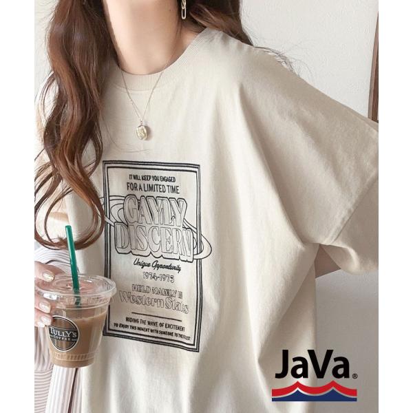 《JaVaジャバコラボ》綿100％前後2wayステッチツアーロゴ刺繍シンプル半袖Tシャツ JaVa クラシカルエルフ jv1050136