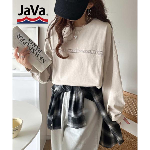 《JaVa ジャバコラボ》オーガニックコットン混 ハシゴレース フットボールTシャツ JaVa クラシカルエルフ jv1050162