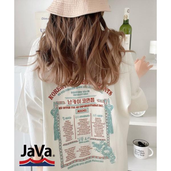 《Javaジャバコラボ》オーガニックコットン混 綿100％レシピ刺繍ビッグTシャツ JaVa クラシカルエルフ jv1050170