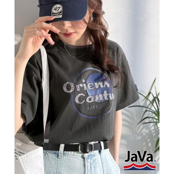 《java ジャバコラボ》 tシャツ レディース 半袖 綿100％ トップス カットソー コンパクト ロゴT