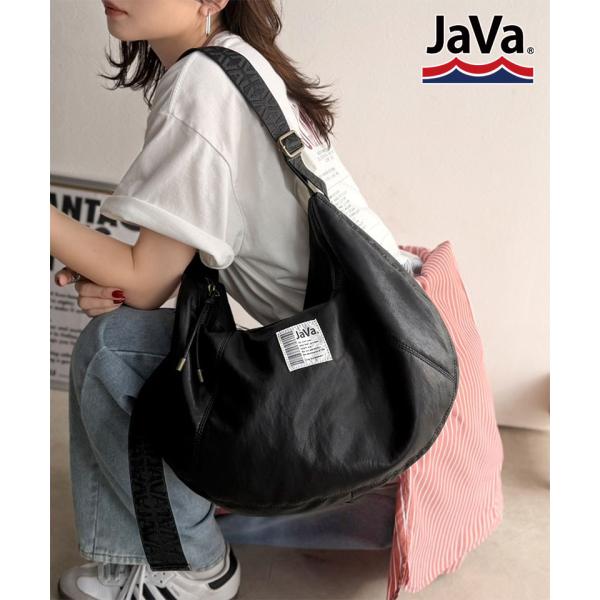 《JaVa ジャバコラボ》大容量でこなれ見え。フェイクレザーハーフムーンワンショルダーバッグ JaVa クラシカルエルフ jv1070239