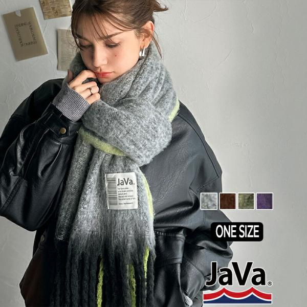 《java ジャバコラボ》 ファッション小物 マフラー レディース ふんわり あったか 配色 ボリュームマフラー 大きいサイズ 秋 冬 2025aw