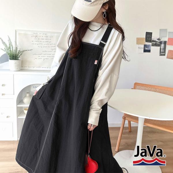 《java ジャバコラボ》ジャンパースカート レディース ロング マキシ丈 ワッシャー お洒落 快適
