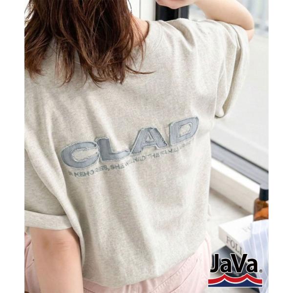 《JaVa ジャバコラボ》 Tシャツ レディース 半袖 綿100% カットソー 前後2way ツイルワッペンロゴ 刺繍