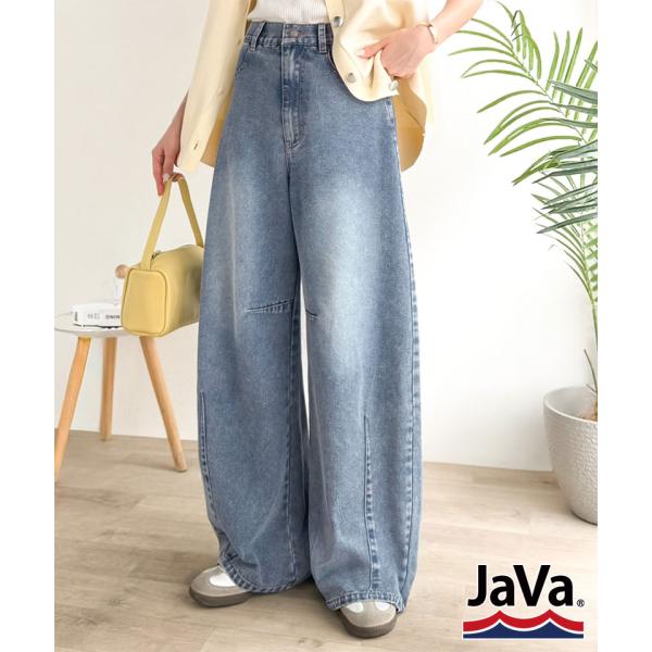 《JaVaジャバコラボ》ゆるっと可愛い、最旬シルエット。バレルレッグワイドカーブデニムパンツ JaVa クラシカルエルフ jv1400004
