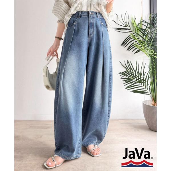 《JaVaジャバコラボ》頑張らない日の“正解ボトム”。フロントタックハイウエストコクーンデニムパンツ JaVa クラシカルエルフ jv1400007