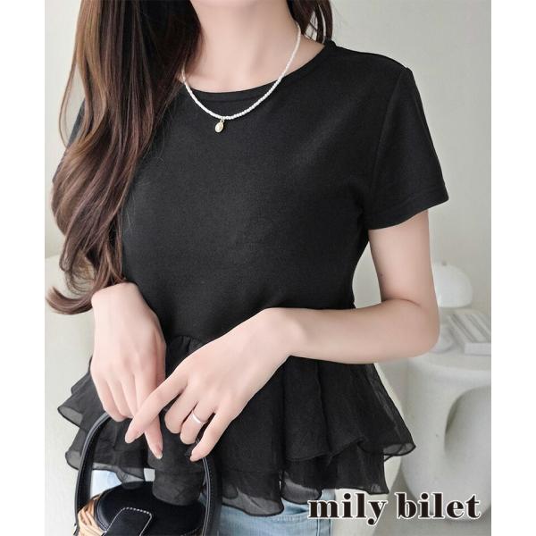 【mily bilet】前後2wayペプラム切替フリルデザインTシャツ（半袖） mily bilet クラシカルエルフ mi1019140