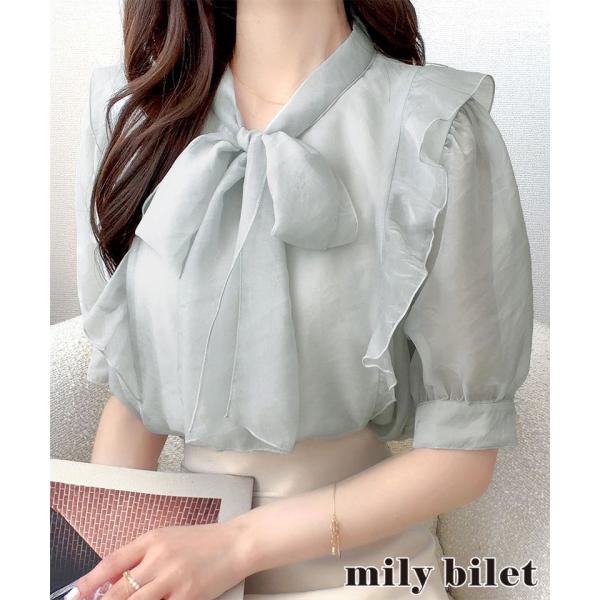 【mily bilet】シアーフリルボウタイリボンブラウス mily bilet クラシカルエルフ mi1019153