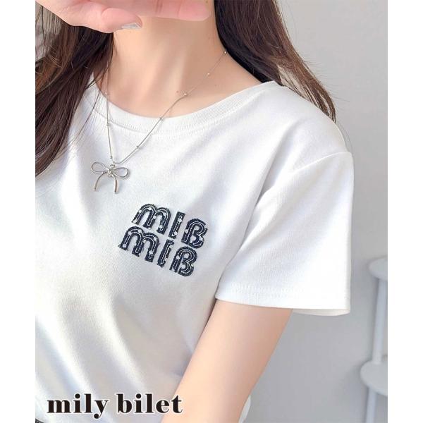 【mily bilet】 tシャツ レディース 半袖 トップス ロゴ ワッペン コンパクト Tee 半袖 デイリー 着回し