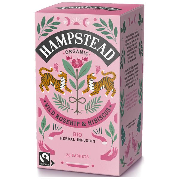 ■HAMPSTEAD ハムステッド オーガニック ハーブティー ローズヒップ ティーバッグ 2g X 20P■紅茶は風邪やインフルエンザ ウイルスの感染力を奪うとの試験結果が発表されました。他の飲料に比べて感染阻止率が高いとされています。冷...
