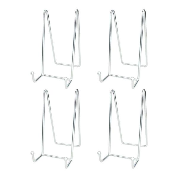 プレートスタンド アイアン 額立て 皿立 写真立て 本立て ブ，シルバー(4 個セット)