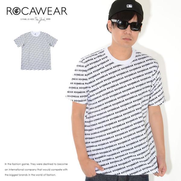 アウトレット ROCAWEAR ロカウェア Tシャツ 半袖 総柄 マルチネームロゴ プリント (RW182T06) セール