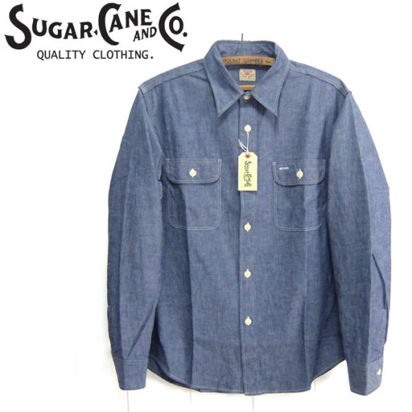 ⭐️極美品⭐️ シュガーケーン シャンブレーワークシャツ ブルー L SC27850 SUGAR CANE シュガーケーン [SC27850] 長袖 ブルーシャンブレー ワーク