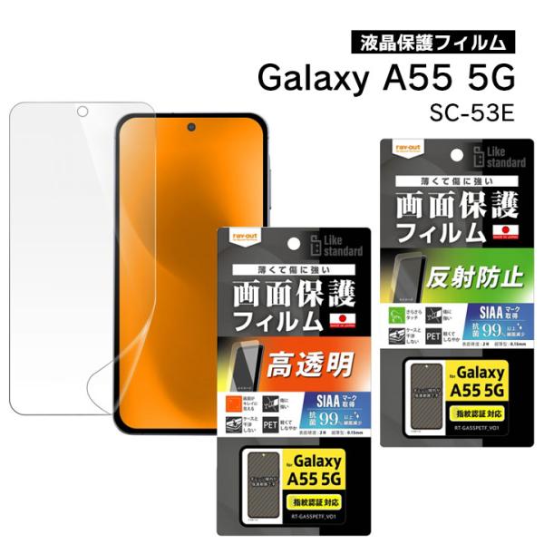 GalaxyA55 5G SC-53E フィルム 指紋防止 光沢 反射防止 抗菌 抗