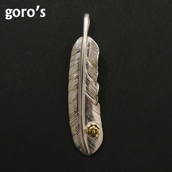 新品 ゴローズ goro&apos;s メタル付き 特大フェザー 左向き SILVER シルバー ペンダントト...