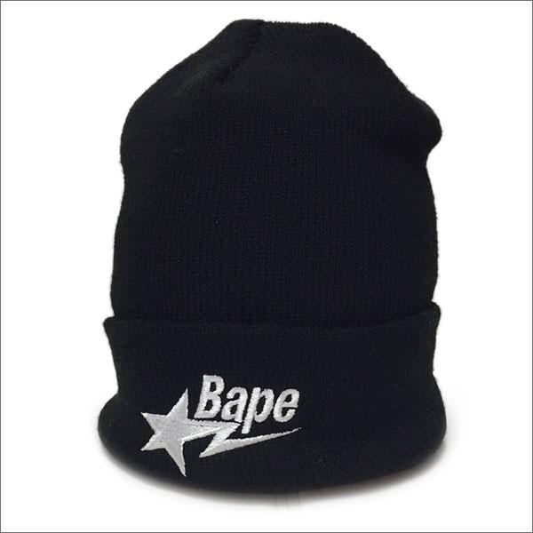 A BATHING APE (エイプ) BAPE STA KNIT CAP (ビーニー)(ニットキャップ) BLACK 1D30-180-005  254-000297-011- 新品 (ヘッドウェア)
