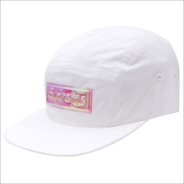 supreme iridescent logo camp cap