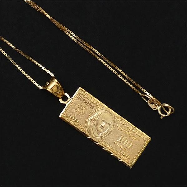 Supreme シュプリーム SUPREME 100 Dollar Bill Gold Pendant Supreme シュプリーム SUPREME 100 Dollar Bill Gold Pendant